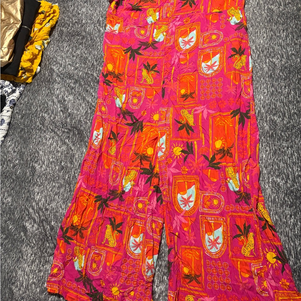 Vibrant Pink and Orange Patterned Romper - NWOT